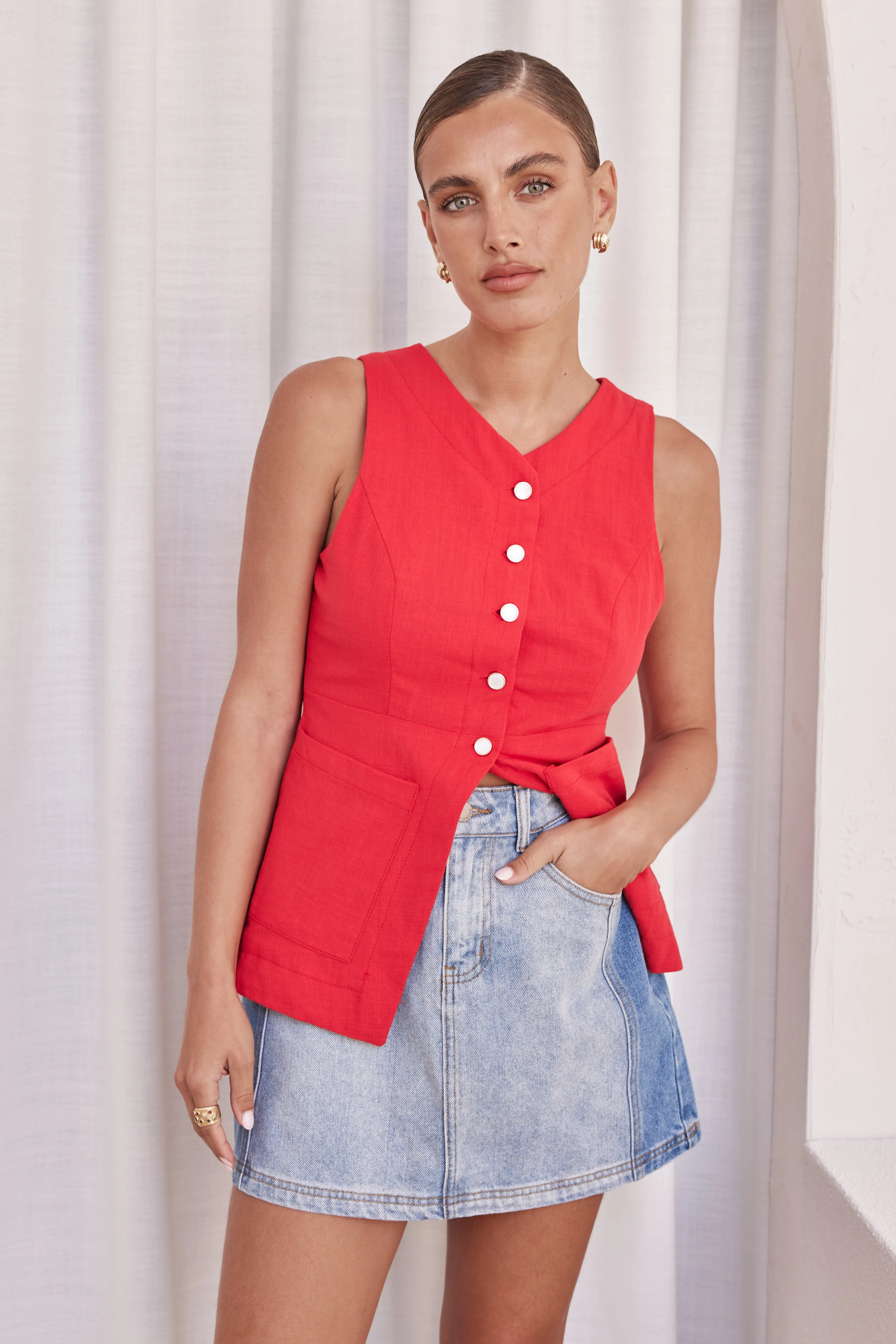 Selene Denim Mini Skirt (Blue) sold by Runway Scout product image thumbnail 3