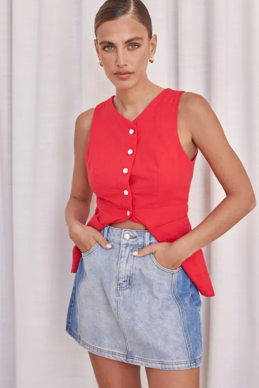 Selene Denim Mini Skirt (Blue) sold by Runway Scout