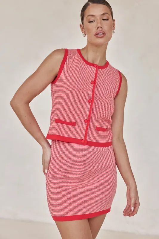Gemma Knit Vest (Red) sold by Runway Scout