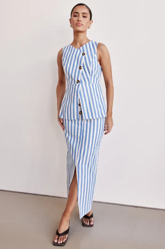 Robyn Maxi Skirt (Blue) sold by Runway Scout