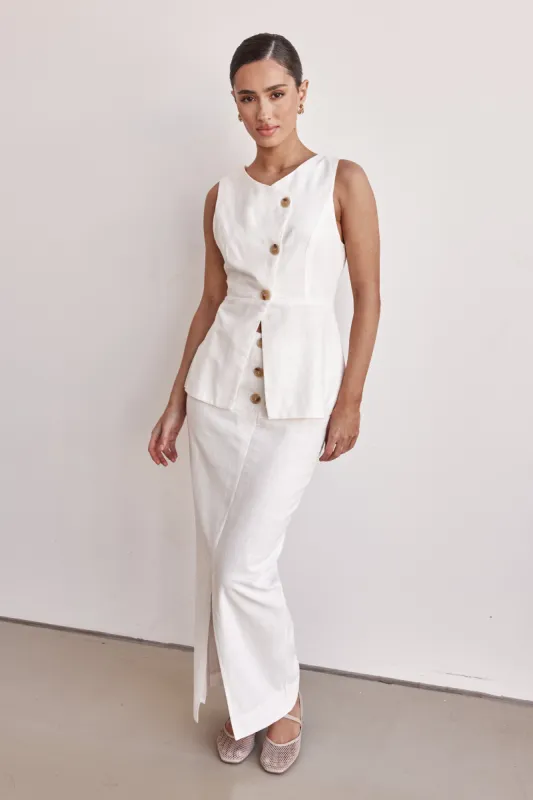 Robyn Maxi Skirt (White) sold by Runway Scout