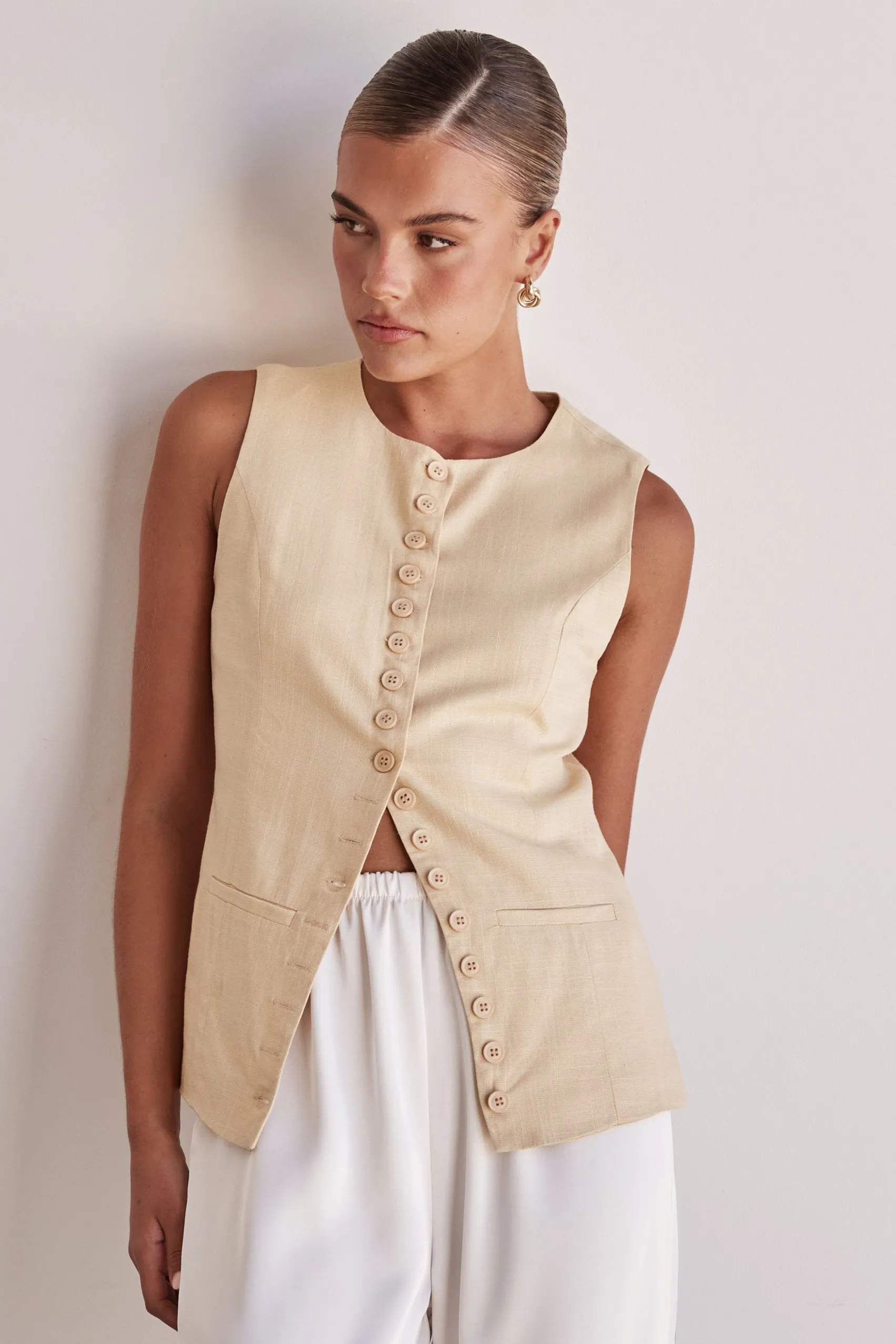 Agnes Vest (Cream) sold by Runway Scout