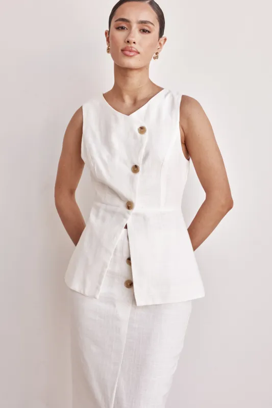 Robyn Vest (White) sold by Runway Scout