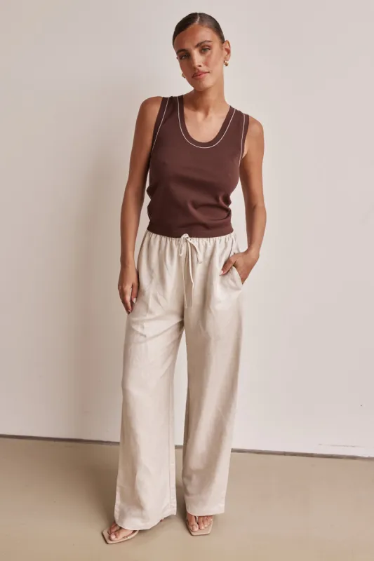 Marley Linen Pant (Beige) sold by Runway Scout
