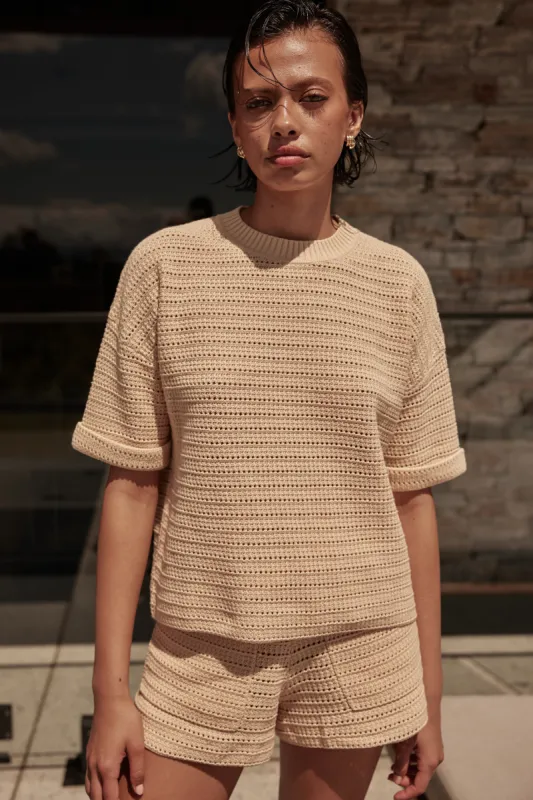 Sunset Hills Knit Top (Beige) sold by Runway Scout