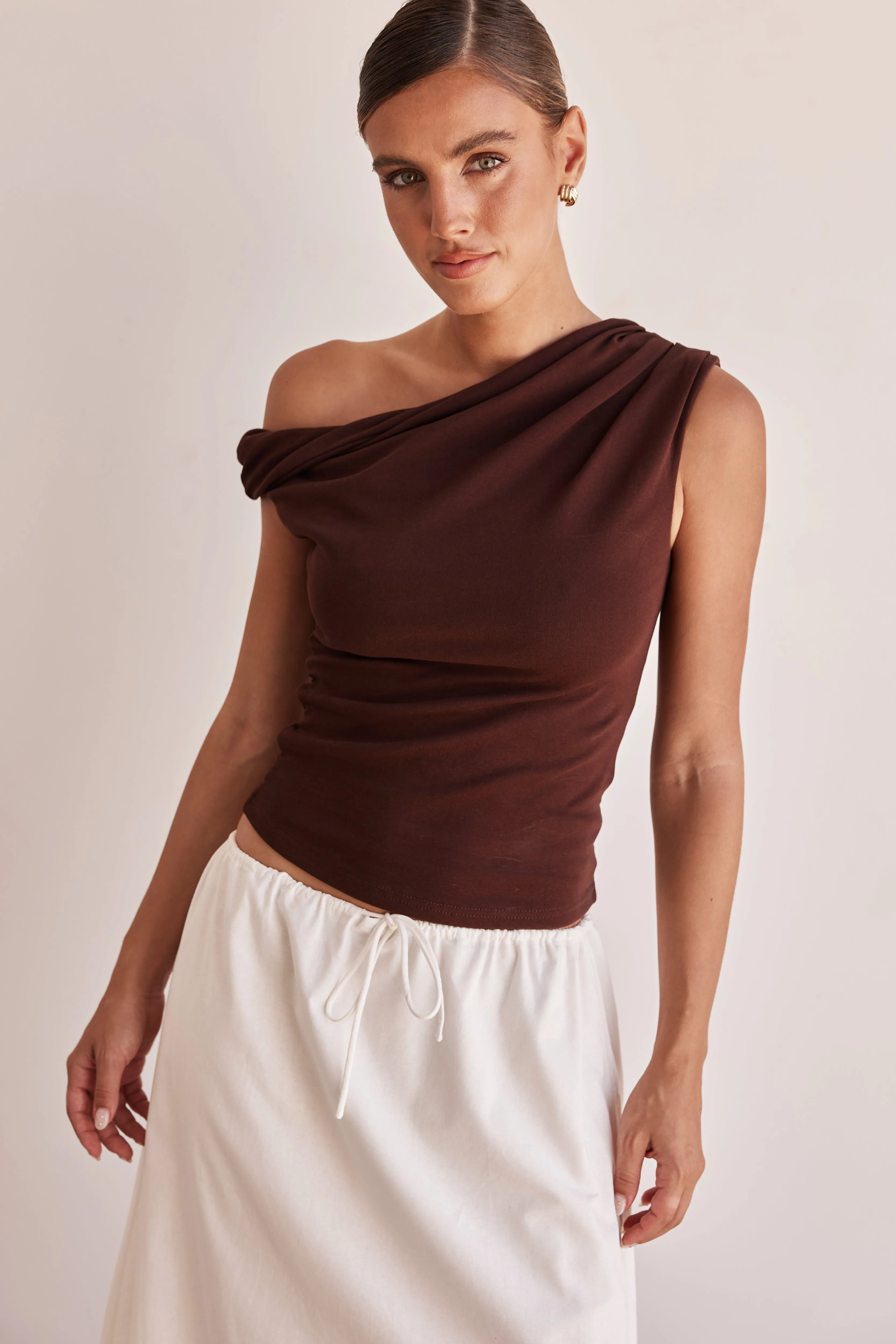 Aretha Top (Chocolate) sold by Runway Scout