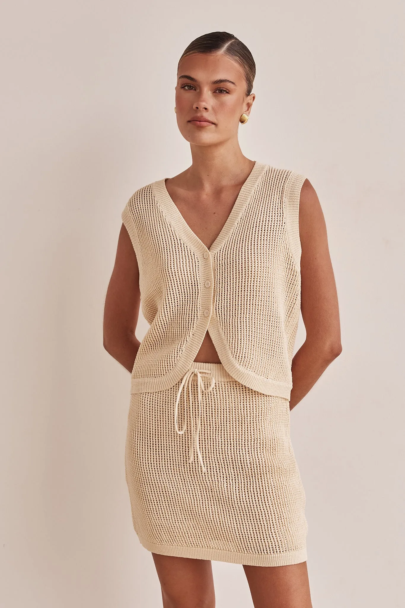 Alexi Knit Skirt (Beige) sold by Runway Scout product image thumbnail 2