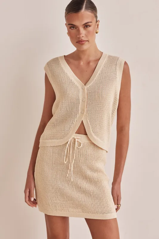 Alexi Knit Vest (Beige) sold by Runway Scout