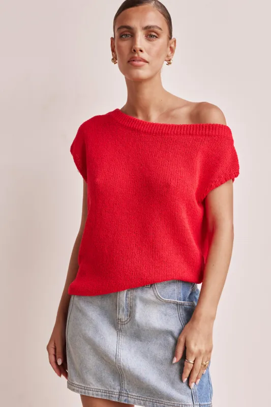 Bali Knit Top (Red) sold by Runway Scout