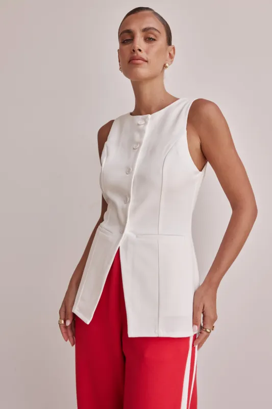 Elliott Vest (White) sold by Runway Scout