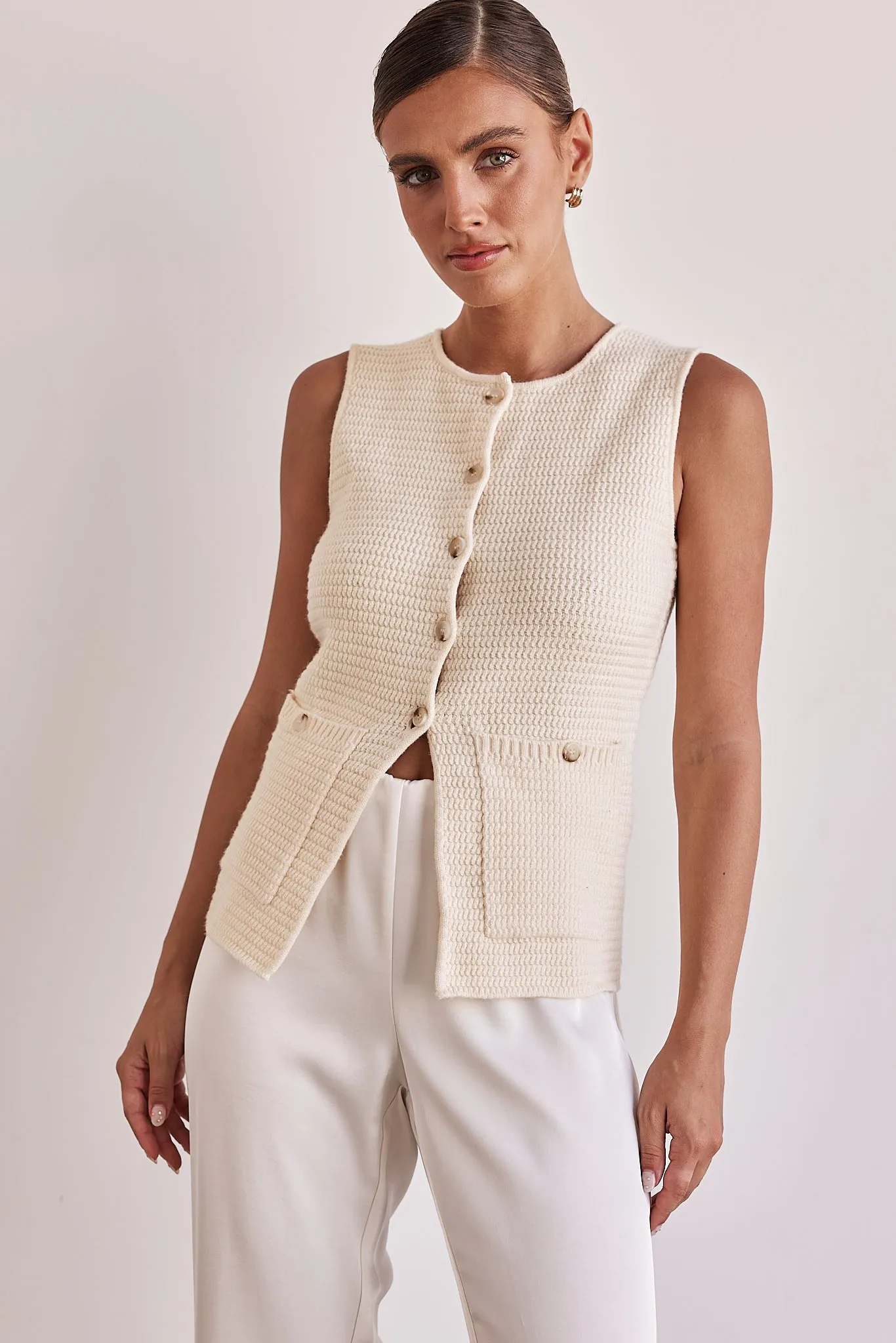 Embry Knit Vest (Cream) sold by Runway Scout product image thumbnail 5