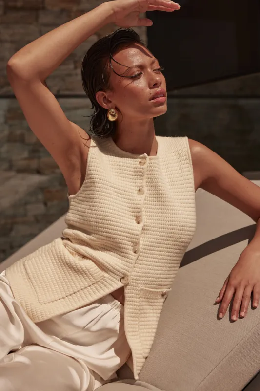 Embry Knit Vest (Cream) sold by Runway Scout