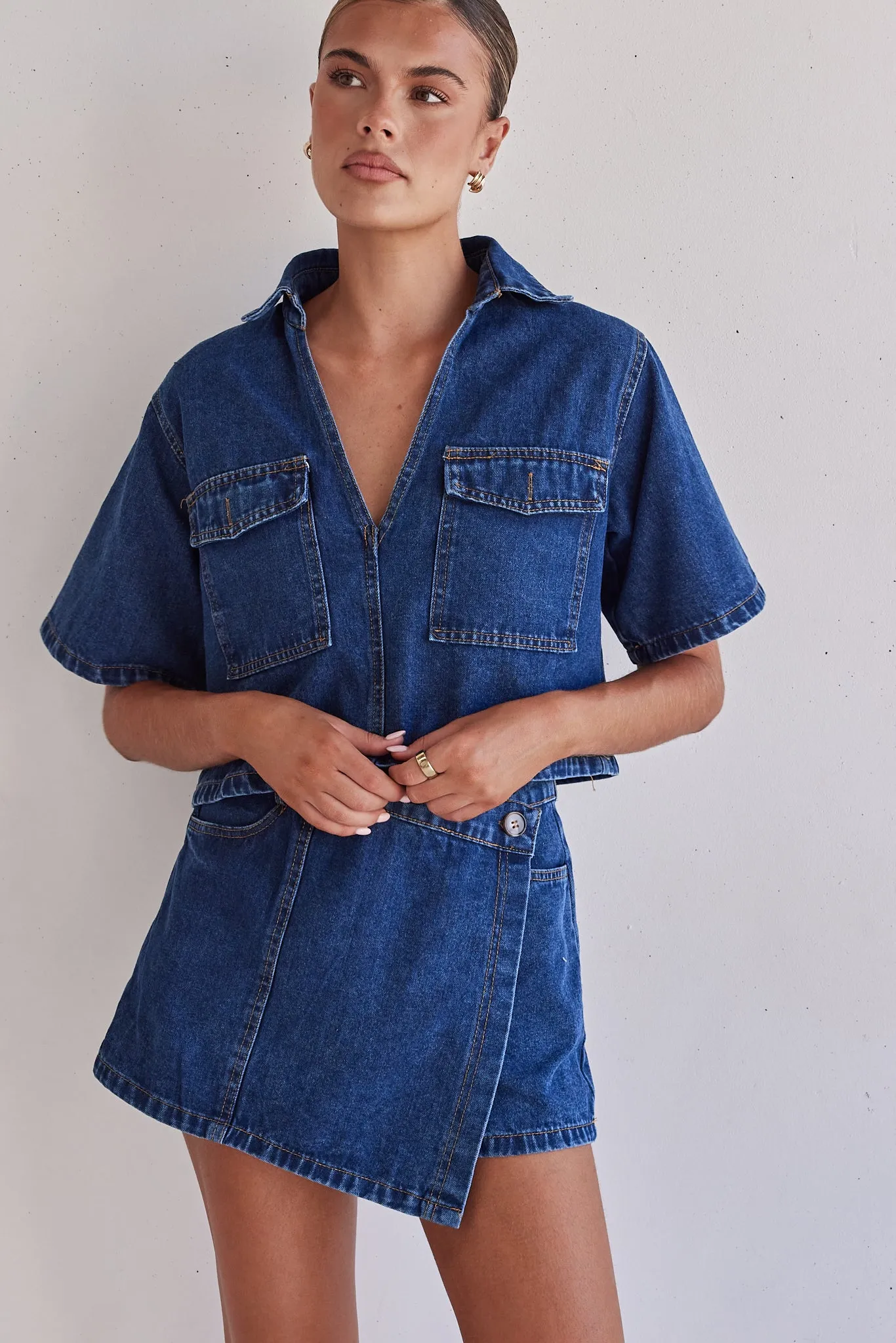Astrid Denim Set (Dark Blue) sold by Runway Scout
