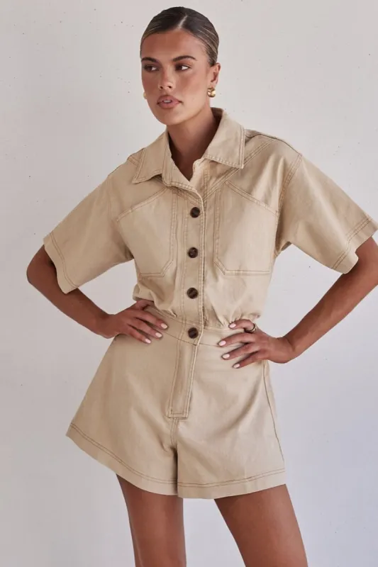 Roxy Playsuit (Beige) sold by Runway Scout