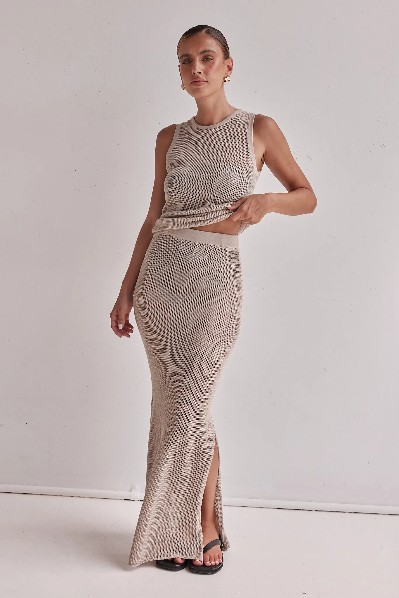 Nikolas Knit Skirt (Beige) sold by Runway Scout product image thumbnail 2