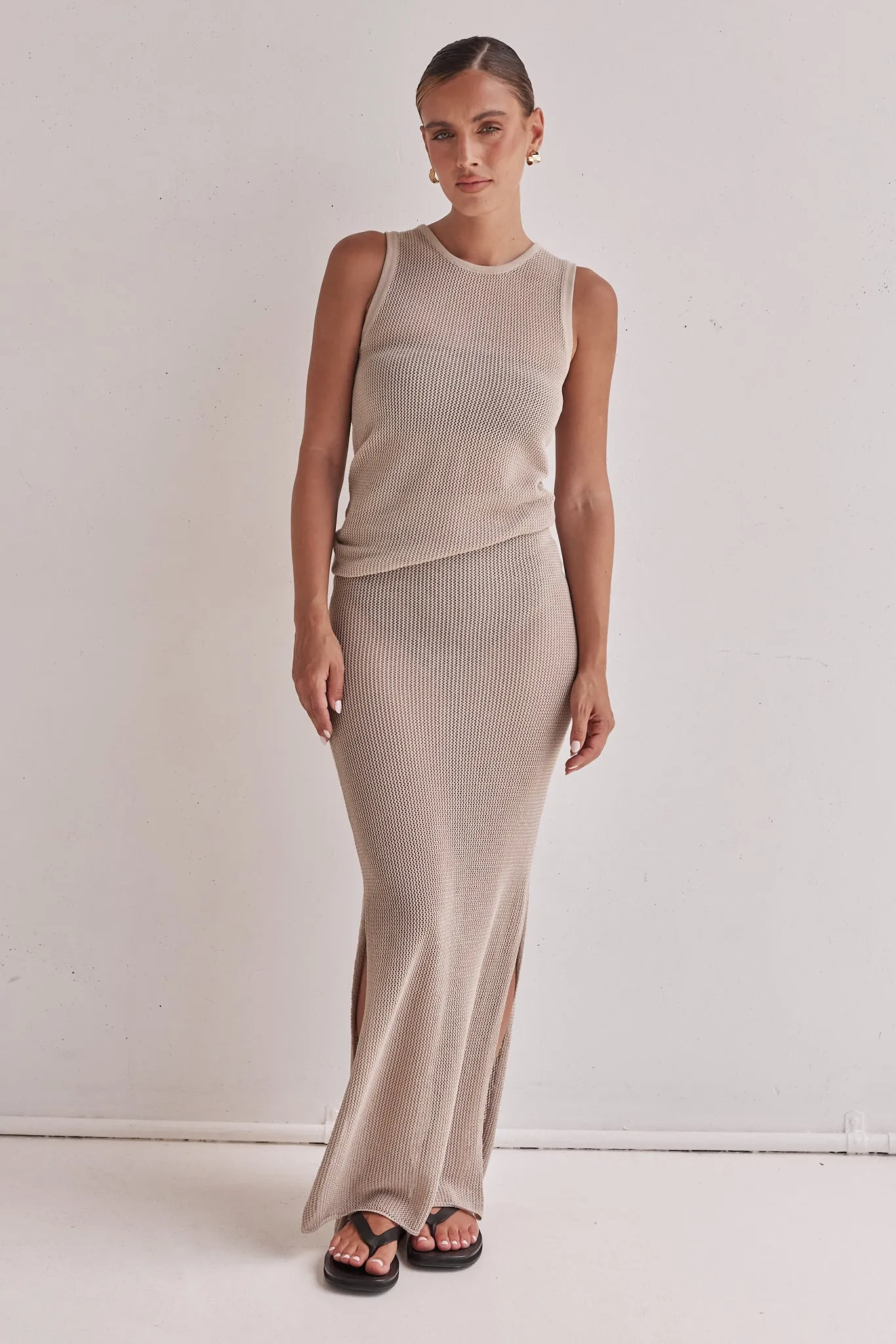 Nikolas Knit Skirt (Beige) sold by Runway Scout product image thumbnail 3