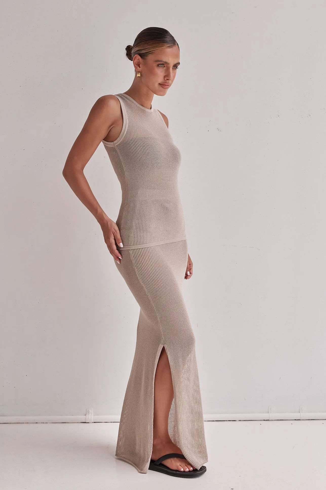 Nikolas Knit Skirt (Beige) sold by Runway Scout product image thumbnail 5