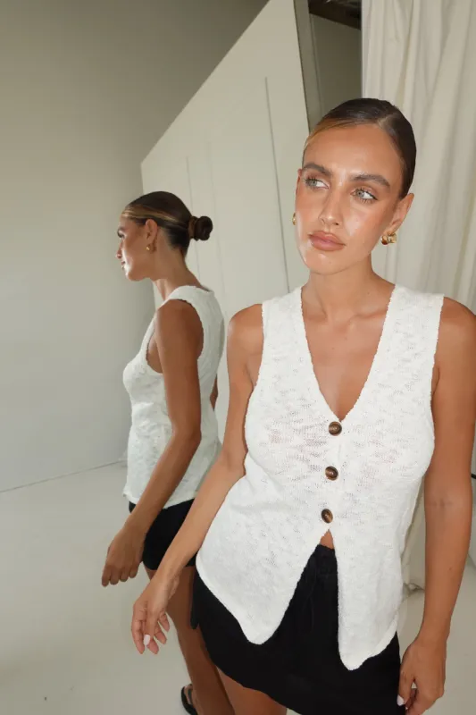 Elise Knit Vest (Cream) sold by Runway Scout