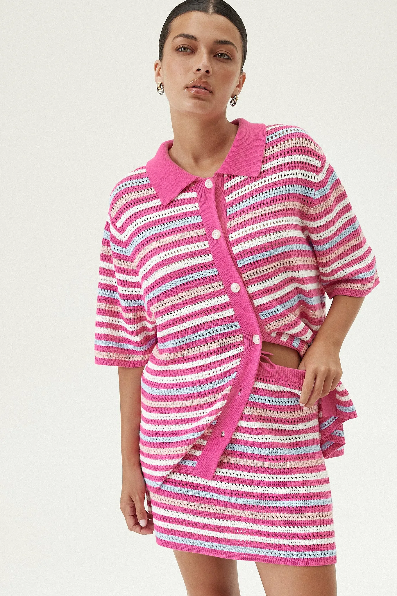 Penelope Knit Mini Skirt (Pink) sold by Runway Scout product image thumbnail 3