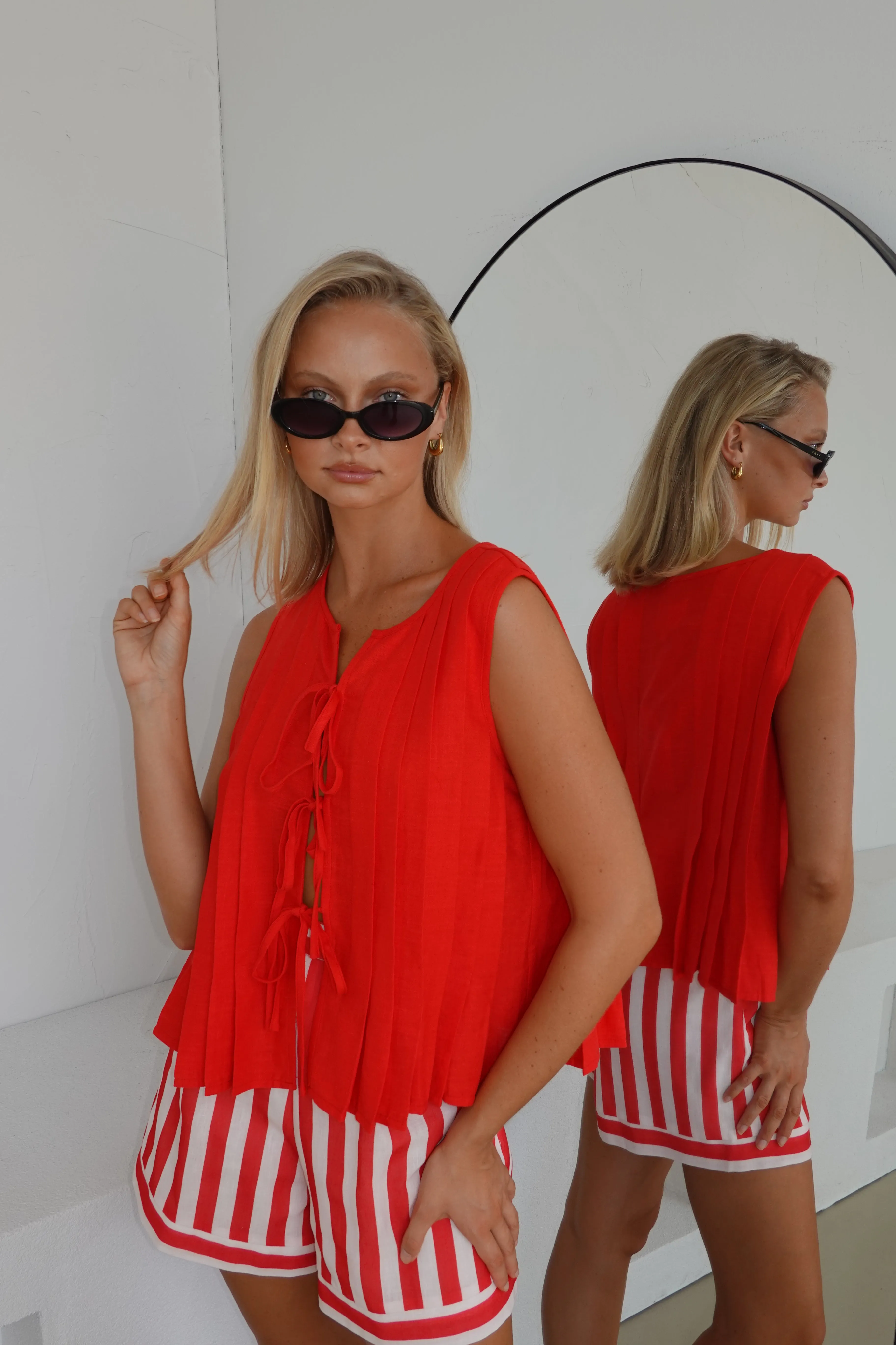 Everly Top (Red) sold by Runway Scout