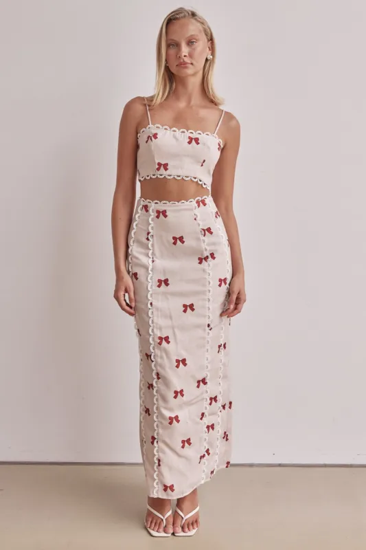 Rosa Maxi Skirt (Beige) sold by Runway Scout