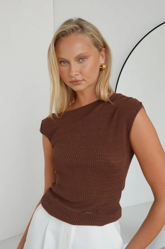 Rae Knit Top (Chocolate) sold by Runway Scout