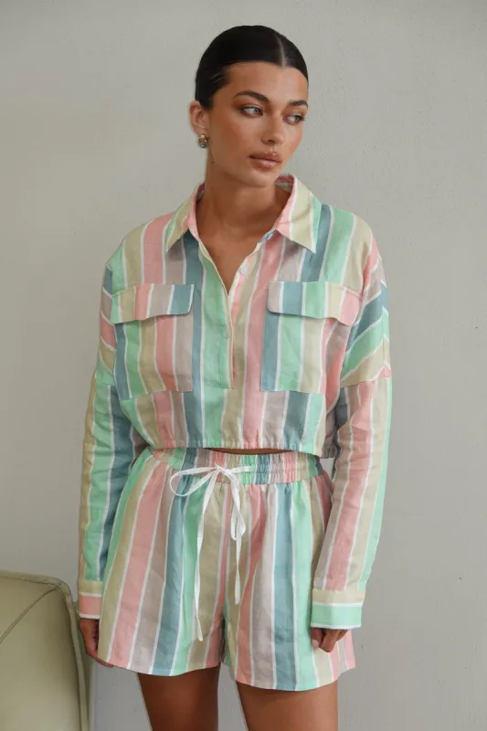 Luna Linen Shirt (Stripe) sold by Runway Scout