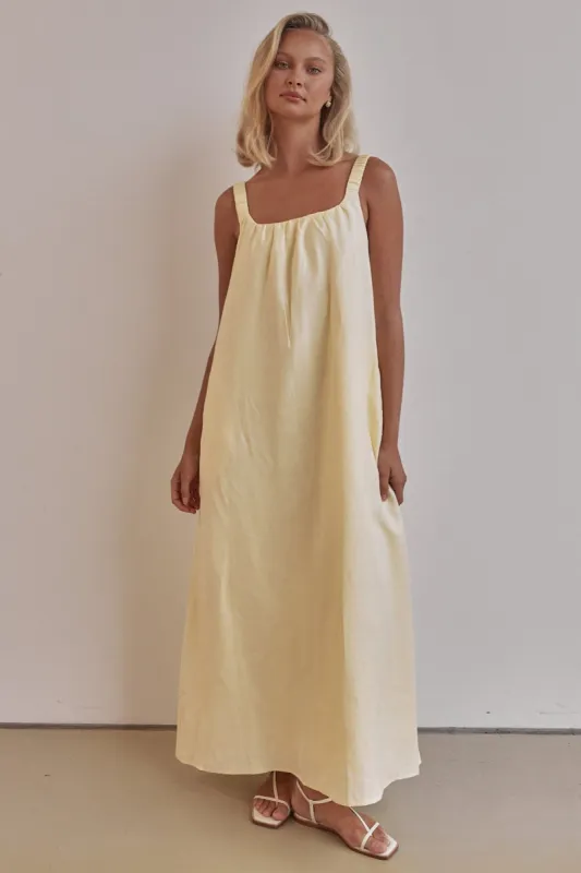 Vicki Linen Maxi Dress (Yellow) sold by Runway Scout