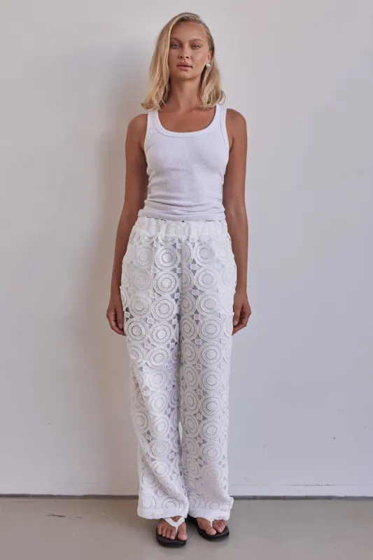 Carlotta Pant (White) sold by Runway Scout