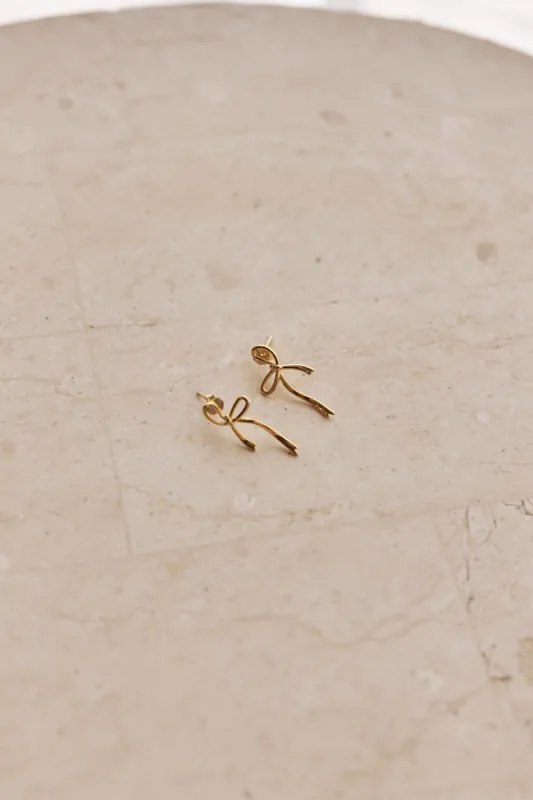 Viana Bow Earrings (Gold) sold by Runway Scout