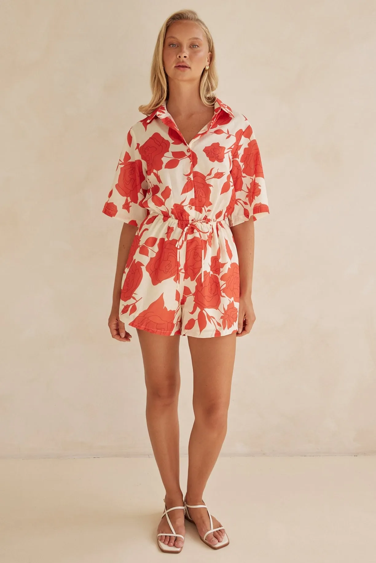 Cassia Playsuit (Red) sold by Runway Scout