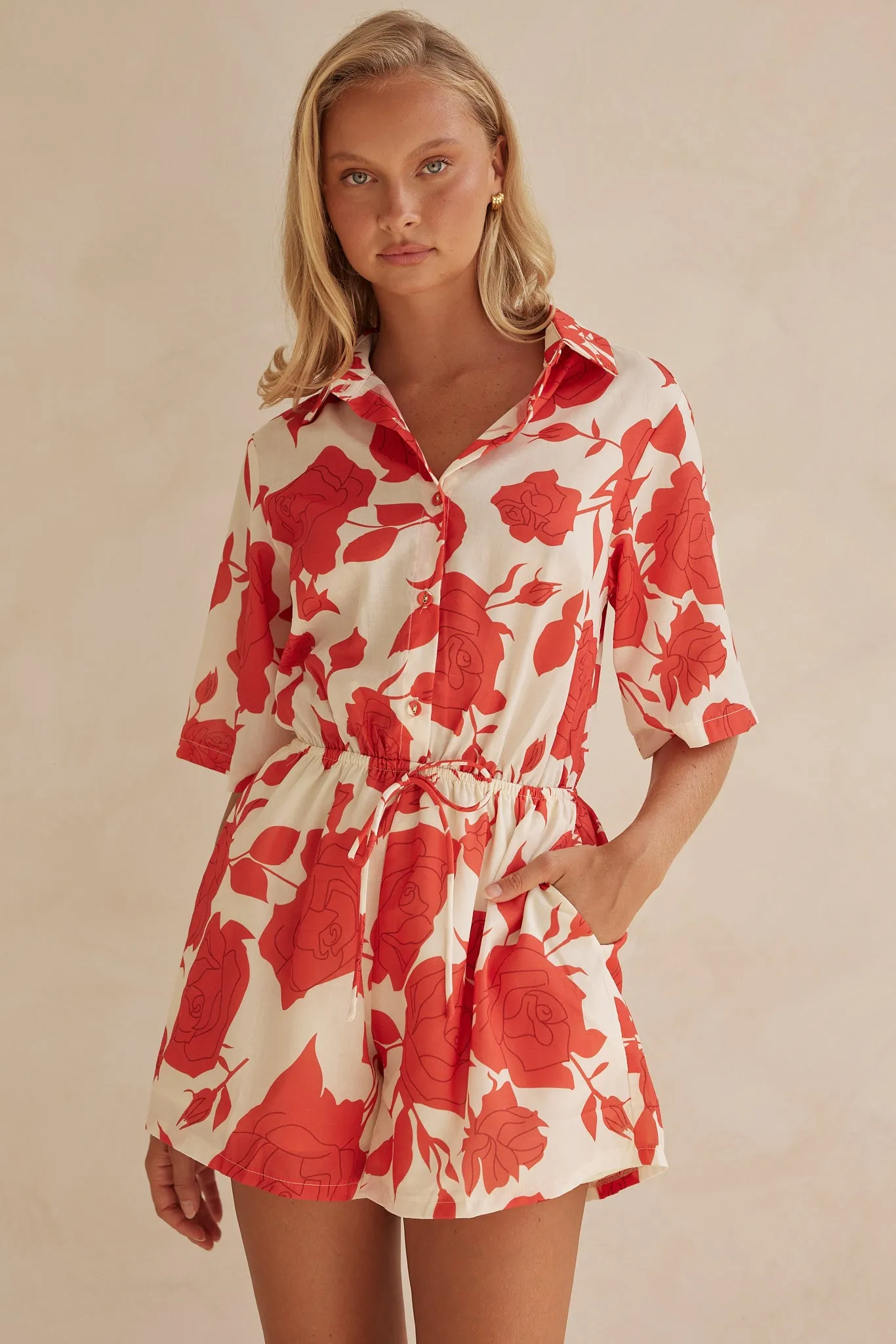 Cassia Playsuit (Red) sold by Runway Scout product image thumbnail 2