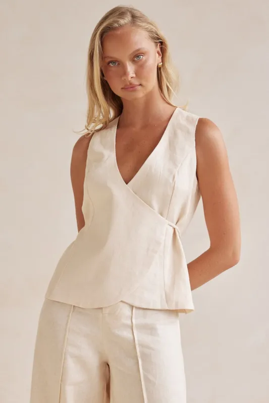 Melia Linen Vest (Cream) sold by Runway Scout