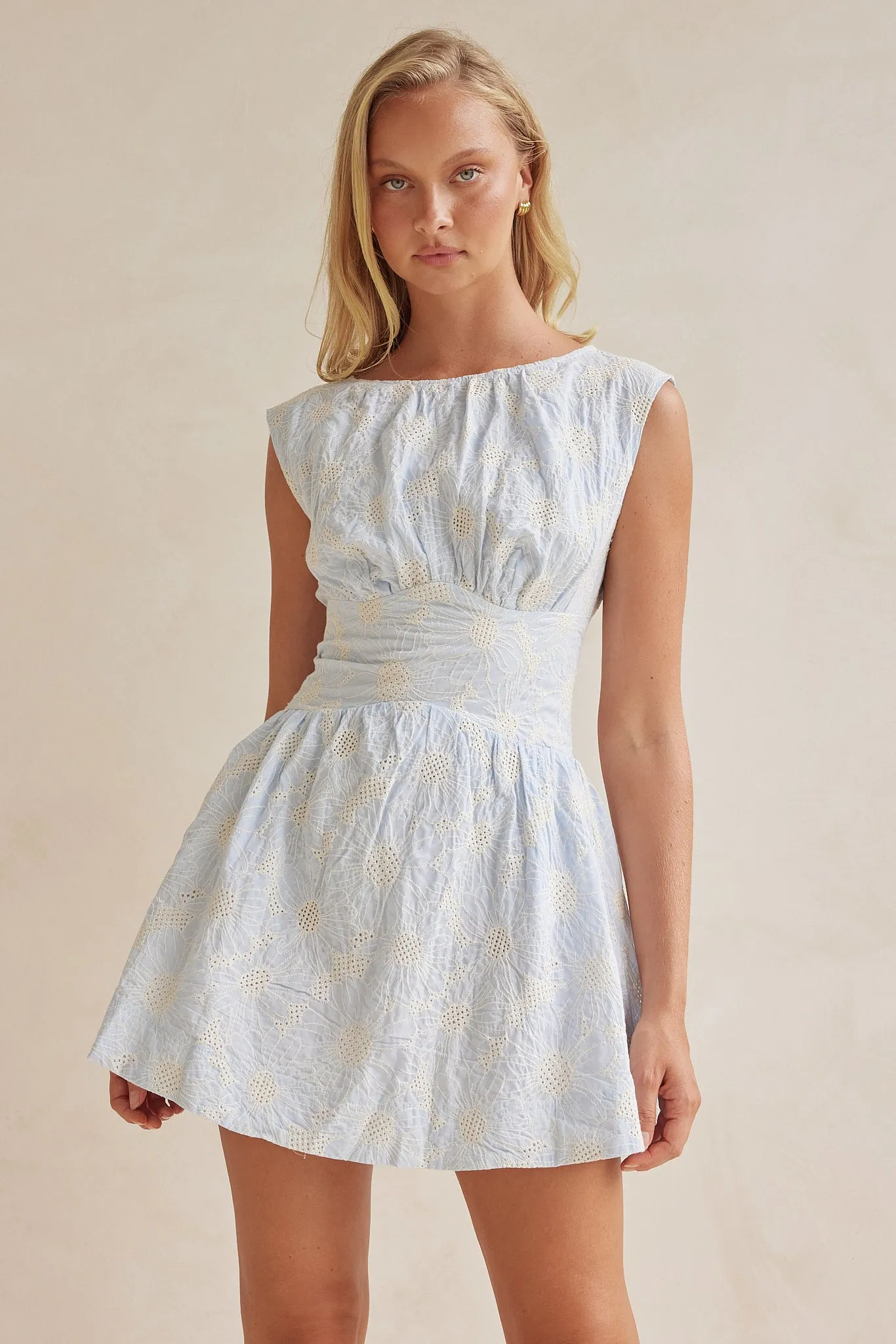 Sutton Mini Dress (Blue) sold by Runway Scout