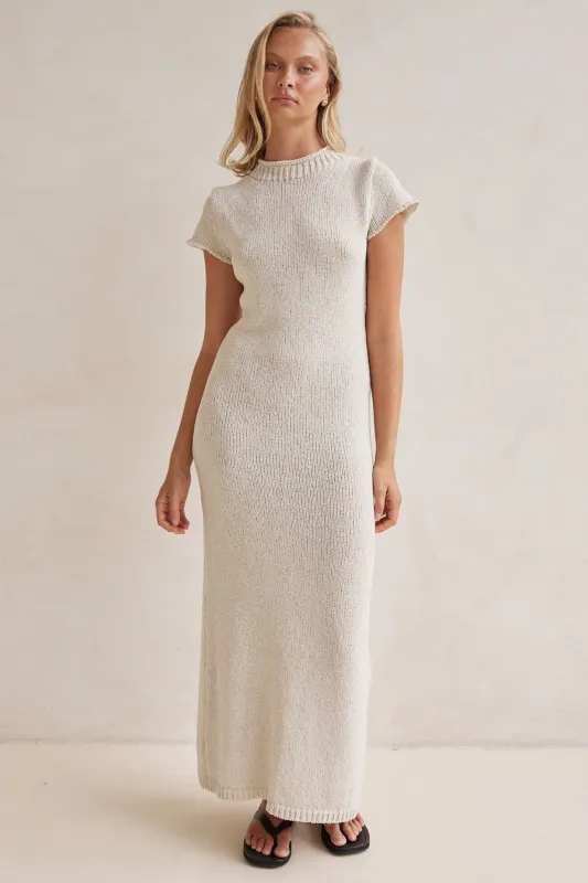 Zaya Knit Maxi Dress (Beige) sold by Runway Scout