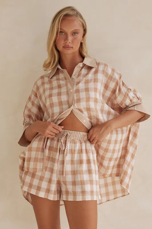Beatrice Short (Beige) sold by Runway Scout