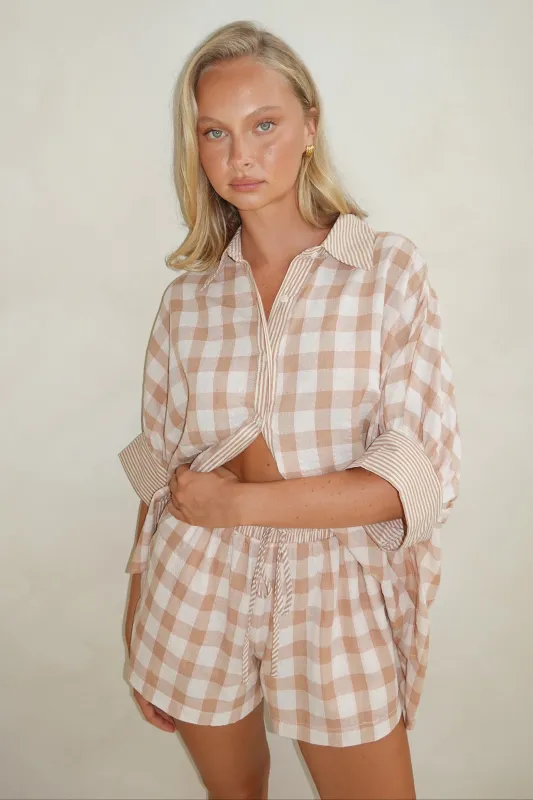 Beatrice Shirt (Beige) sold by Runway Scout