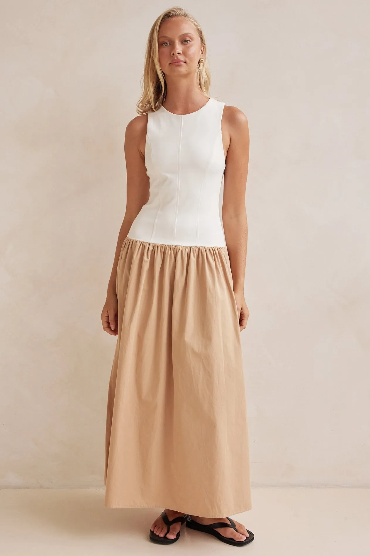 Valentina Maxi Dress (Beige) sold by Runway Scout