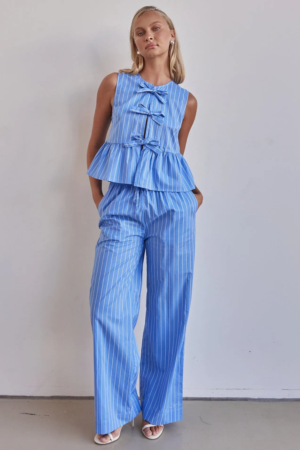 Brielle Pant (Blue) sold by Runway Scout