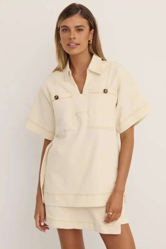 Amara Shirt (Cream) sold by Runway Scout