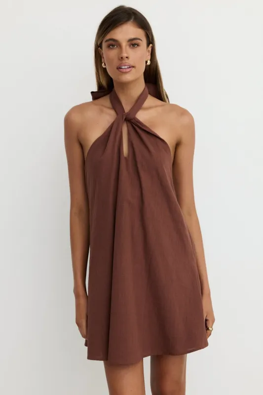 Reese Mini Dress (Chocolate) sold by Runway Scout