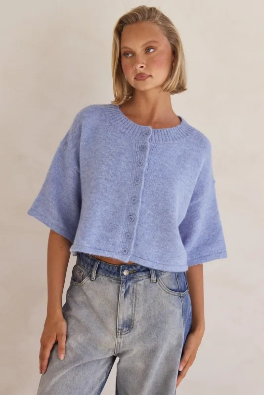 Tammy Knit Cardigan (Blue) sold by Runway Scout
