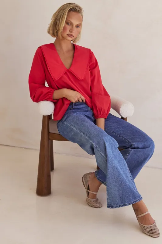 Marianna Blouse (Red) sold by Runway Scout