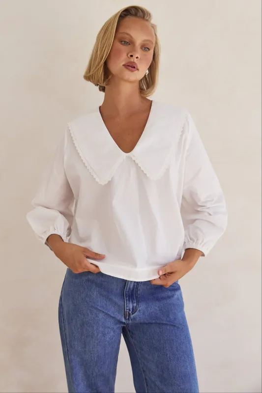 Marianna Blouse (White) sold by Runway Scout
