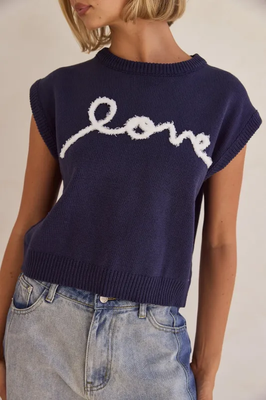 Caterina Knit Top (Navy) sold by Runway Scout
