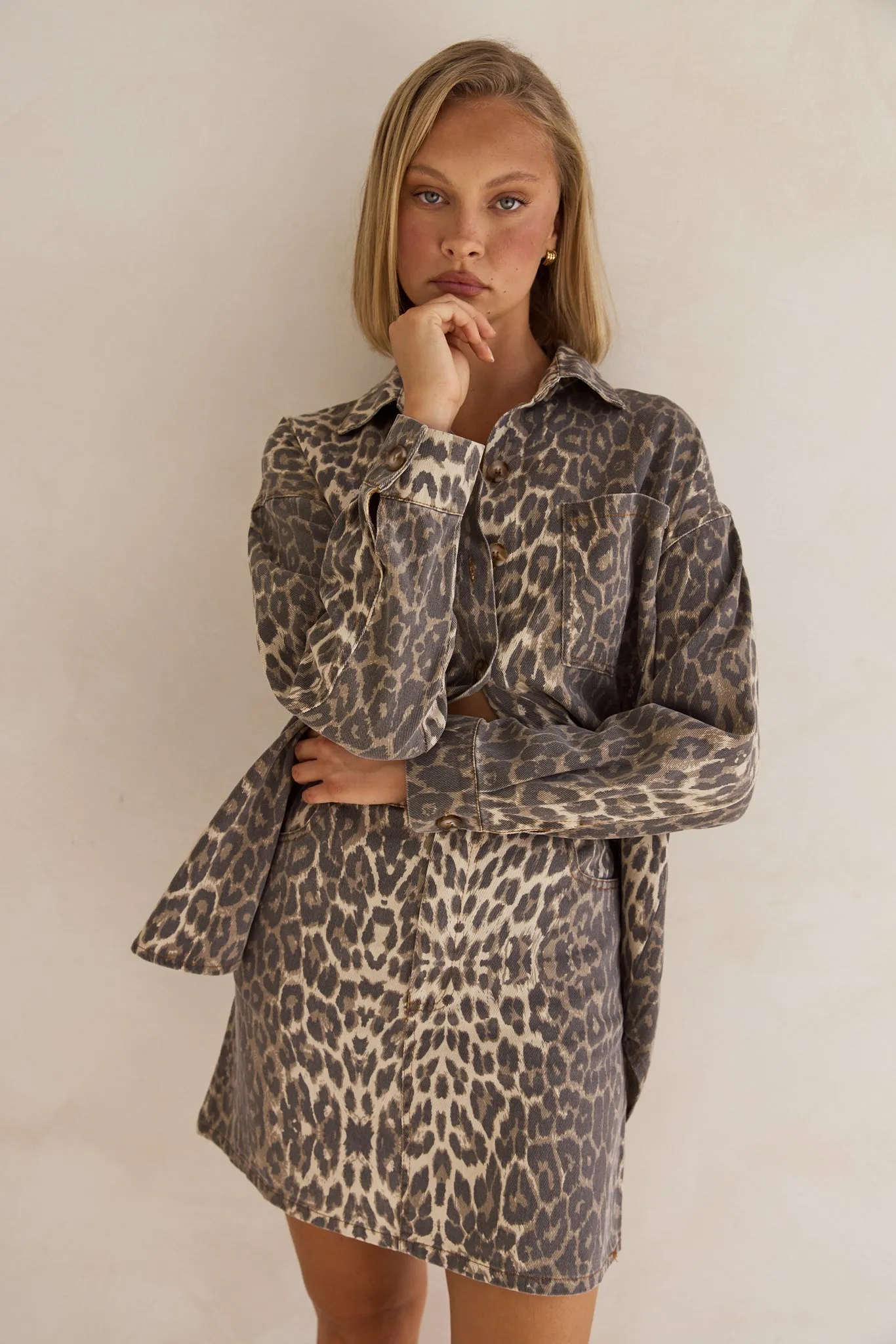 Romilda Mini Skirt (Leopard) sold by Runway Scout