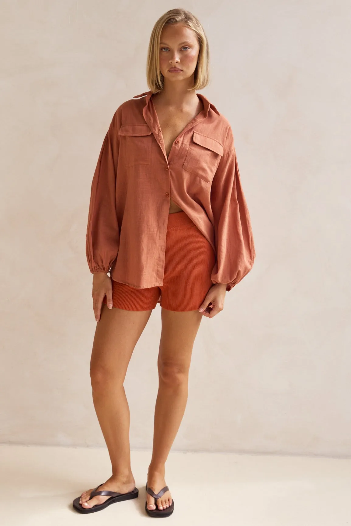 Bumble Knit Shorts (Rust) sold by Runway Scout product image thumbnail 3