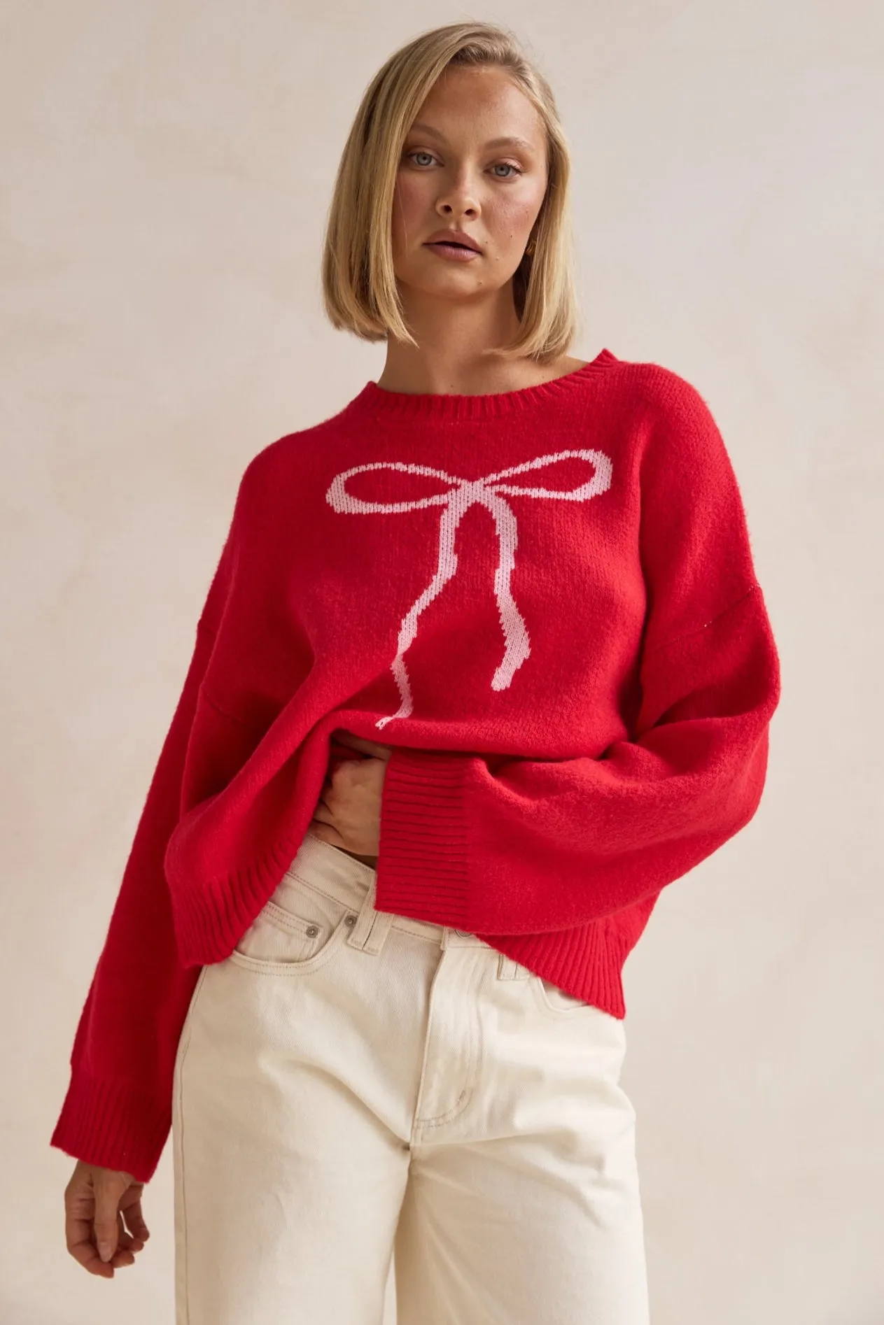 Juliette Knit Jumper (Red) sold by Runway Scout product image thumbnail 2