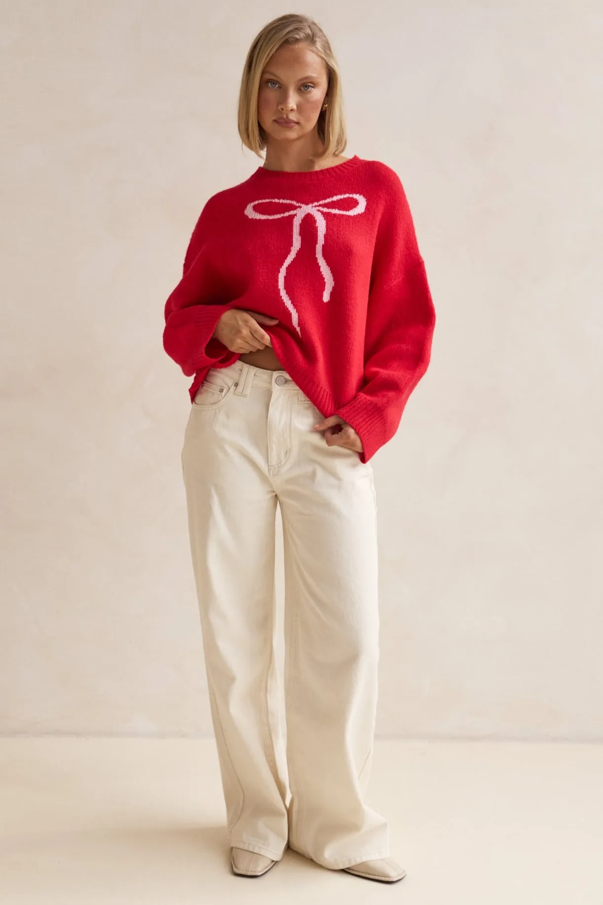 Juliette Knit Jumper (Red) sold by Runway Scout product image thumbnail 3
