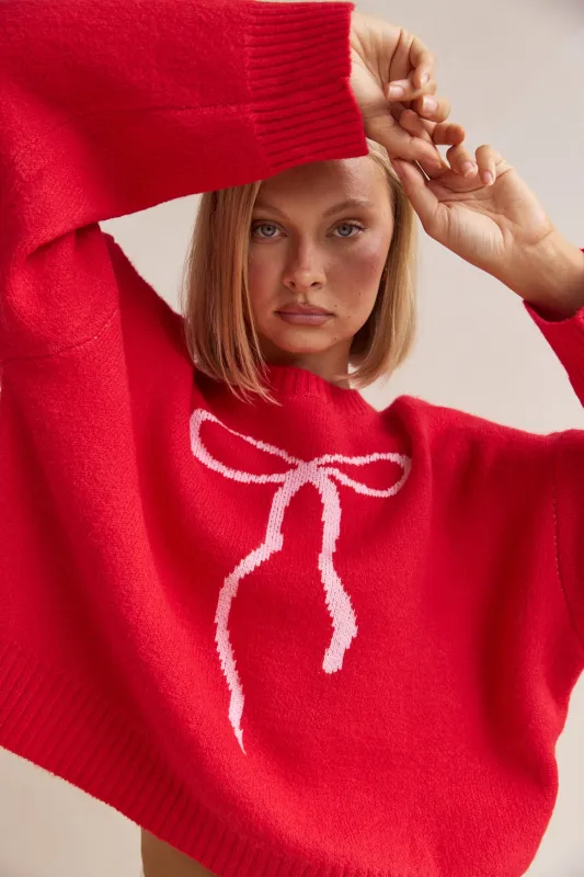 Juliette Knit Jumper (Red) sold by Runway Scout